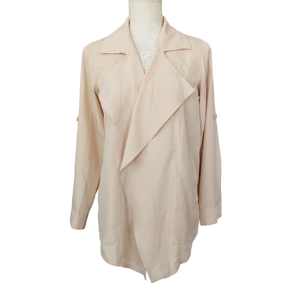 JOAN RIVERS Lightweight Cascade Blazer Layering Jacket Cream Light Beige XS - Picture 5 of 11
